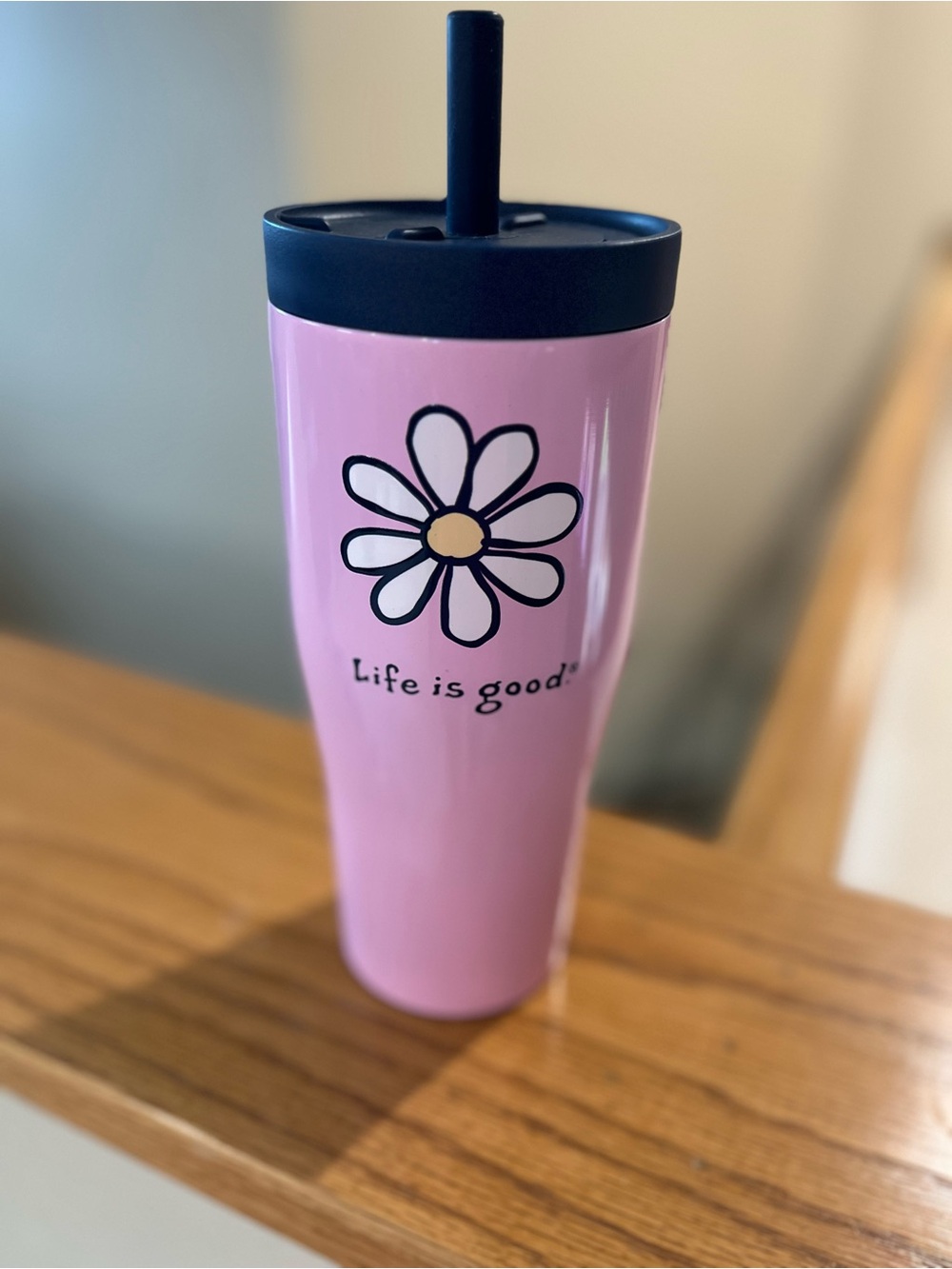 Life is Good Corkciicle 22oz Tumbler Pink White Daisy NWT